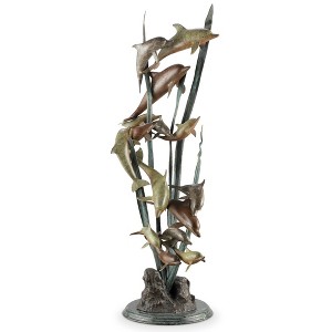 SPI Home Dozen Dolphin Pod Seascape Brass Sculpture Ocean Inspired Statement Art Coastal Display 54 Inches Tall - 1 of 4