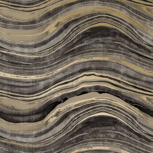 Tempaper & Co.® Travertine Removable Peel and Stick Wallpaper, Black and Gold, 28 sq ft: Contemporary Vinyl, Self-Adhesive, Wave Pattern - 1 of 4