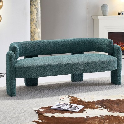 76''Modern Lounge Sofa 3 Seat Curved Sofa,Comfy Loveseat Sofa Upholstered Boucle Large Couch Chair With Solid Wood Frame-Cuddlewood