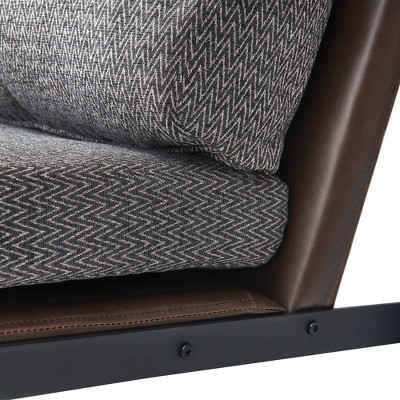 Brown Faux Leather and Metal Mid-Century Modern Armchair