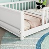 Twin size Floor Platform Bed with Built-in Book Storage Rack,White - 4 of 4