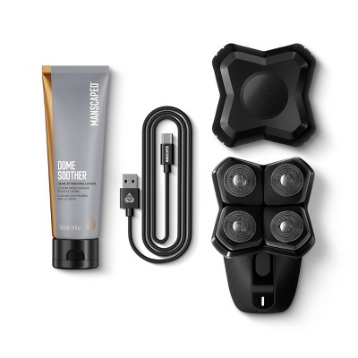 Manscaped Dome Shaver Plus Essentials Kit: Battery Powered, Rotary Electric, 1 Speed, Head Application