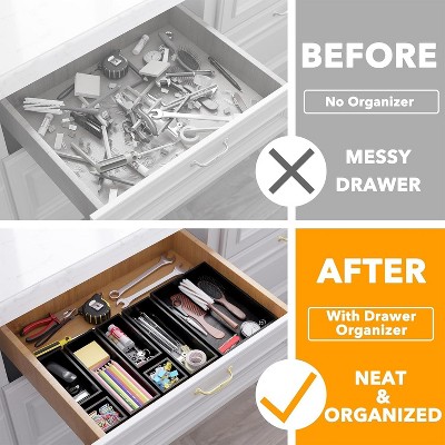 SpaceAid 7-Piece Bamboo Drawer Organizer Set – Multi-Use Divider Bins for Kitchen, Bathroom, Office, and Makeup Storage, Black — фото 2