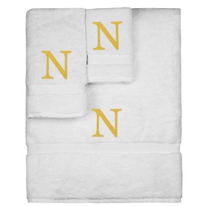BC BARE COTTON Monogrammed Towel Set, Personalized Gift, Set of 3 - White - Gold Block - 1 of 4
