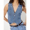 Women's Denim Vest Sleeveless V-Neck, Stretch Cotton Jacket for Casual Outfits - 2 of 3