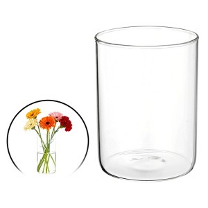 Unique Bargains Glass Bouquet Floating Candle Decorative Cylinder Vase Clear - 1 of 4