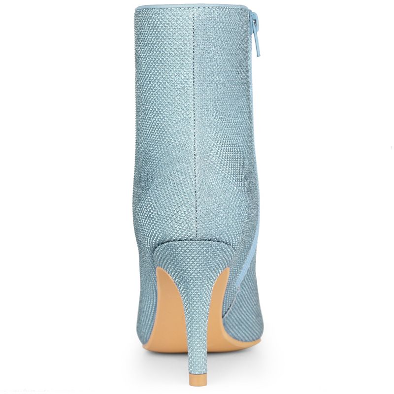 Allegra K Women's Sparkle Sequin Pointed Toe Side Zipper Stiletto Heels Ankle Boots, 3 of 7