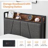 Twin Size Bed Frame with Built-in USB Charging Station & 2 Storage Drawers,Linen Upholstered Platform,No Box Spring Needed, Easy Assembly, - 4 of 4