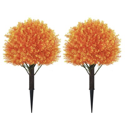 poetree 24" Faux Cypress – Fall Artificial Topiary Ball Tree with Ground Spike for Indoor & Outdoor Décor