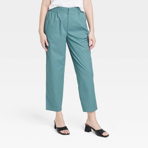 Women's High-rise Tapered Ankle Chino Pants - A New Day™ Teal Xl