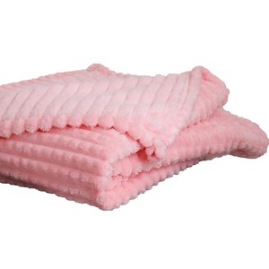 Itopfox Light Pink Flannel Fleece Throw Blanket, Soft Plush Cozy Valentines Blankets, Birthday Gifts for Mom, Women, Mothers Day with Square Grid - 1 of 4