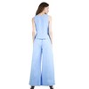 Artyska Women's Two Piece Boat Neck Sleeveless Linen Crop Tank Top Wide Leg Pants Matching Set - 3 of 4