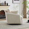 Gulches 40.55"W Oversized Swivel Accent Chair with 2 Throw Pillows - 360¡ã Smooth Metal Base, Ivory Corduroy, Cozy Club Chair - 3 of 4