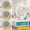 Vanity Desk, Makeup Table with Stool and Drawers, Makeup Vanity Desk with Light, for Living Room, Bedroom, Powder Room, White - 4 of 4