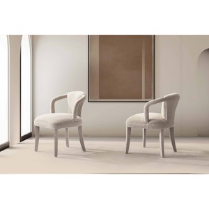 Manhattan Comfort Set of 2 Palmer Modern Tweed Upholstered Dining Armchairs Gold Dust - 1 of 4