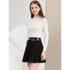 INSPIRE CHIC Women's Faux Suede Faux Leather Waist A-Line Mini Skirts - 4 of 4