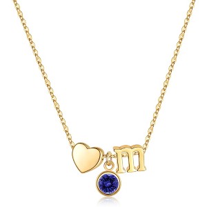 Turandoss 18K Gold Initial Heart Necklace for Women Girls - December Tanzanite Birthstone Pendant Necklace, Jewelry for Women, Birthday Gifts, 16+2In - 1 of 4