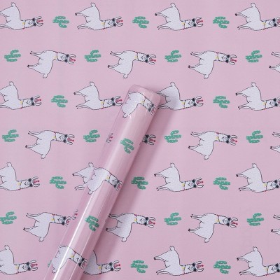 Llama Print Gift Wrapping Paper Pink - Spritz™