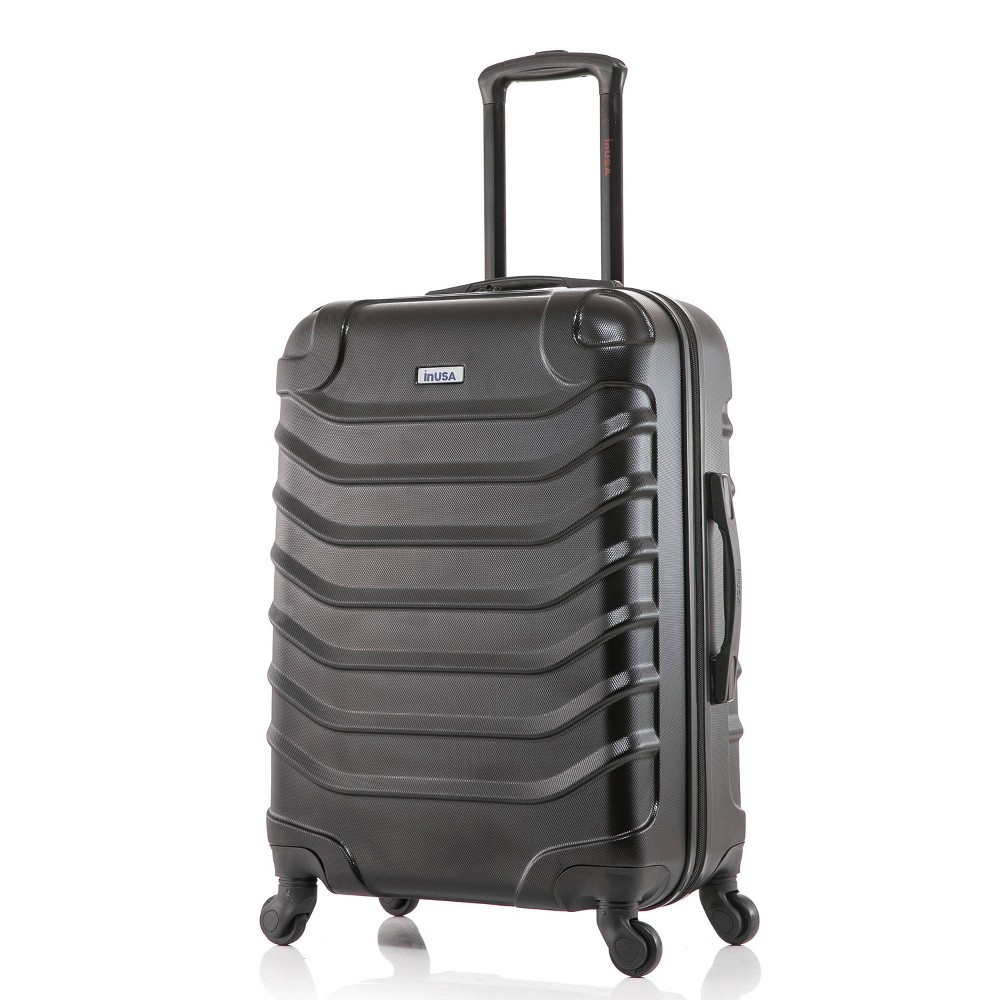 Photos - Luggage InUSA Endurance Lightweight Hardside Medium Checked Spinner Suitcase - Bla 