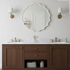 Spassway 30"W*30"H White Asymmetrical Mirror Irregular Round Wall Mirror Modern Wood Frame Wall Mounted Vanity Mirror Decorative for Bedroom Bathroom - 4 of 4