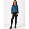 INSPIRE CHIC Women's Turn-Down Collar Flap Pockets Snap Button Faux Suede Jacket - 3 of 4