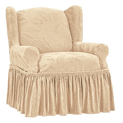 Collections Etc Leaf Stretch Ruffle Furn Cover