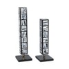 Decorative Candle Holders Set of 2 with Geometric Stacked Block Design, Elegant Tabletop or Floor Candle Holder for Living Room or Centerpiece Decor - 3 of 4