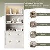 Tall Bookshelf with Drawers Built-in LED Light and Solid Wood Frame for Home Office or Living Room 83in -3irtyhousy - 3 of 4