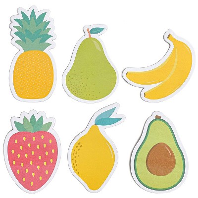 Paper Junkie 6-Pack Cute Fruit Shaped Sticky Notes, Memo Pads, 20 Sheets each, Office Decorations