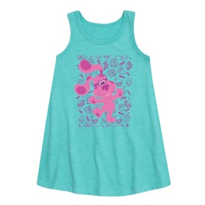 Girls' - Blue's Clues & You! - Magenta Excited Graphic Sleeveless Aline Dress - 1 of 2