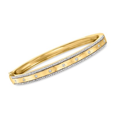 Ross-Simons 0.70 ct. t.w. Diamond-Studded Bangle Bracelet in 18kt Gold Over Sterling