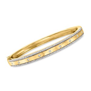Ross-Simons 0.70 ct. t.w. Diamond-Studded Bangle Bracelet in 18kt Gold Over Sterling - 1 of 3