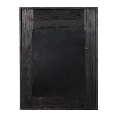 Scalloped 33" x 43" Brown and Cream Rustic Wooden Wall Mirror