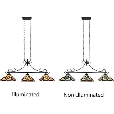 Vincent Bronze 49" Stained Glass Mission Island Pendant