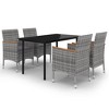 vidaXL Garden Dining Set Grey PE Rattan Medium Waterproof materials - 2 of 4