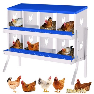 Chicken Nesting Box, Metal Nest Boxes for Chicken, Chicken Laying Box with Chicken Perch, Roll Away Nest Box for Chicken Coop