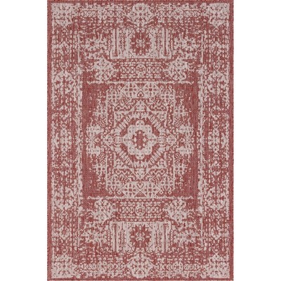 Rust Red 4' x 6' Flat Woven Synthetic Outdoor Rug