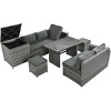 Outdoor 6 Piece Furniture Set, All Weather PE Rattan Sofa Set with Chairs and Table, PE Rattan Chairs With Cushions-Coolbibila - 2 of 4