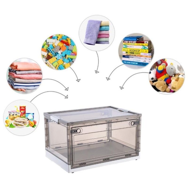 MPM 2 PACK Stackable Foldable Clear Storage Box with Lid and wheels, Organizing Boxes, Cube Box Bin Container, for Kitch, 3 of 7