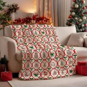 Christmas Flannel Blanket Throw, Black Red Buffalo Plaid Snowflake Soft Fuzzy Plush Cozy Blankets for Christmas Gift. - 1 of 4