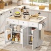 HOMCOM Rolling Kitchen Island with Charging Station and Drop Leaf, 53" Kitchen Island Table with Wood Top, 3 Drawers, Adjustable Shelf - 3 of 4