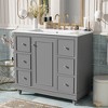 TIRAMISUBEST 36" Bathroom Vanity with Ceramic Sink, Freestanding Bathroom Vanity Cabinet with 1 Door, 4 Drawers & Adjustable Shelf - 2 of 4