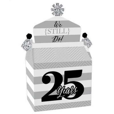 Big Dot of Happiness We Still Do - 25th Wedding Anniversary - Treat Box Party Favors - Anniversary Party Goodie Gable Boxes - Set of 12