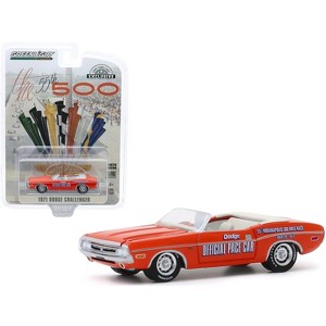 1971 Dodge Challenger Convertible Official Pace Car Orange "55th Indianapolis 500 Mile Race" "Hobby Exclusive" 1/64 Diecast Model Car by Greenlight - 1 of 3