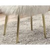 Simple Relax Faux Fur Upholstery Ottoman in White and Gold - 4 of 4