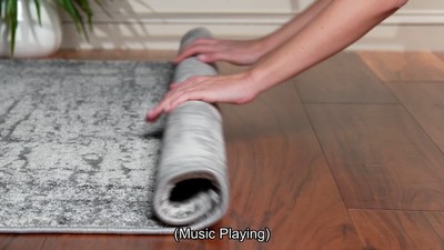 Ivory Abstract Hand-knotted Round Synthetic Rug 6'7"