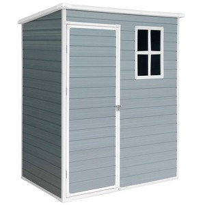 NicBex 5x3 Ft Resin Outdoor Storage Shed with Windows and Lockable Door for Backyard Garden,Patio,Gray - 1 of 4