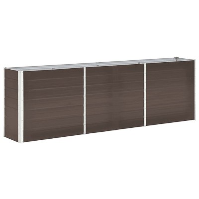 VidaXL Garden Raised Bed Galvanized Steel 94.5 in.x15.7 in.x30.3 in. Brown