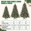 9 FT Snow Flocked Christmas Tree w/800 Warm Lights, Prelit Christmas Trees with Pine Cone & Gloves, Metal Folding Stand, Full Artificial Xmas Tree - 4 of 4