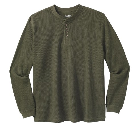 Army Green Waffle Henley Shirt